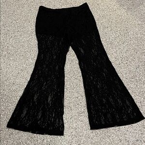 Black Lace Flared  Bathing Suit cover up pants Pants Sz L